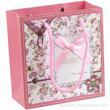 Little Paper Gift Bag with Bowknot, Made of 157g Art Paper, OEM Samples are Available